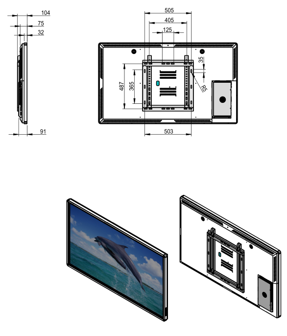 65寸壁掛式觸摸查詢(xún)一體機(jī)圖紙